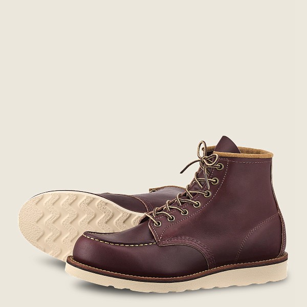 Red Wing Heritage Boots Mens Burgundy - Classic Moc - 6-inch Mesa Leather - 5640987-GS